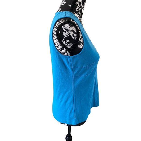 Embroidered Wide Strap Tank Top Boho Bohemian Summer Cotton Wmns Sz Small Blue - Picture 4 of 12